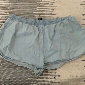 Faux jean shorts with elastic waist